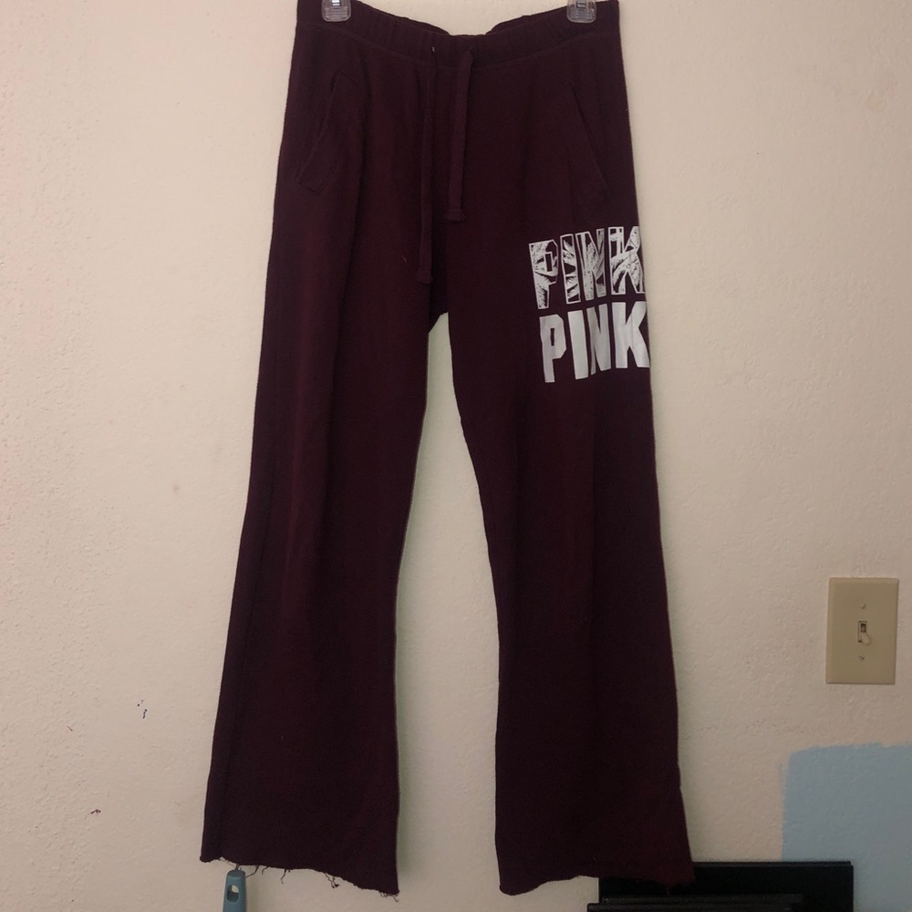 Vs pink burgundy sweat pants